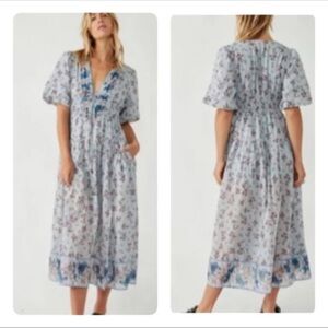 Free People LYSETTE FLORAL MAXI DRESS XSMALL NWT